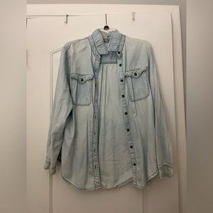 Charlotte Russe Light Wash Denim Button-Down Shirt